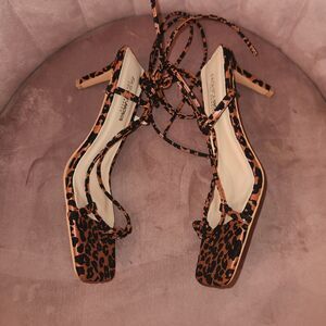 NWT Fashion Nova Haisley My Inner Animal Heeled Sandals Square Toe Leopard Sz10